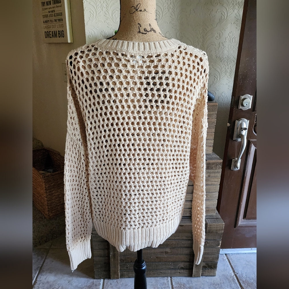 Old Navy Open-Knit Scoop Neck Sweater - Cream - Picture 3 of 4